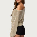 Charlo Off Shoulder Shiny Knit Top