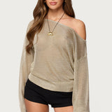 Charlo Off Shoulder Shiny Knit Top