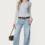 Roma Striped Henley Top