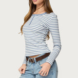 Roma Striped Henley Top