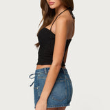 Zoee Twisted Textured Halter Top