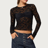 Rosette Bandeau Sheer Lace Top