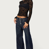 Rosette Bandeau Sheer Lace Top