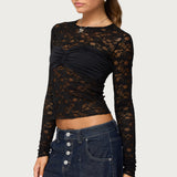 Rosette Bandeau Sheer Lace Top