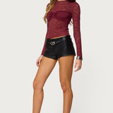 Rosette Bandeau Sheer Lace Top