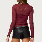Rosette Bandeau Sheer Lace Top