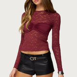 Rosette Bandeau Sheer Lace Top