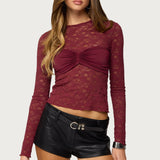 Rosette Bandeau Sheer Lace Top