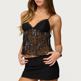 Sequin Sheer Mesh Babydoll Top