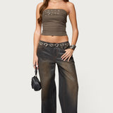 Nadiya Twill Belted Strapless Top