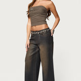 Nadiya Twill Belted Strapless Top