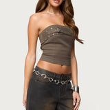 Nadiya Twill Belted Strapless Top