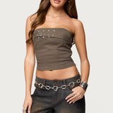 Nadiya Twill Belted Strapless Top