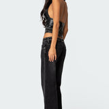 Tana Faux Leather Halter Top