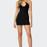 Louie Crossover Beaded Mini Dress