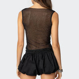 Rhinestone Sheer Mesh Top