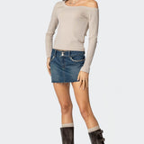 Tess Studded Denim Mini Skirt