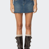 Tess Studded Denim Mini Skirt