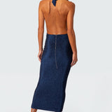 Cowl Neck Open Back Maxi Dress