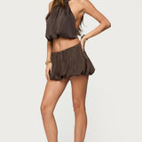 Dorah Satin Effect Bubble Mini Skirt