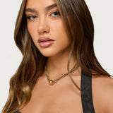 Layered Chain Ball Pendant Necklace