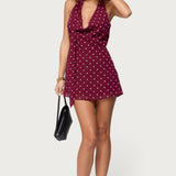 Polka Dot Cowl Neck Mini Dress