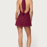 Polka Dot Cowl Neck Mini Dress