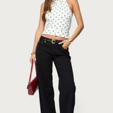 Raiya Polka Dot Backless Halter Top