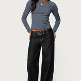 Loria Striped Boat Neck Top