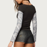 Layered Camo Long Sleeve T Shirt