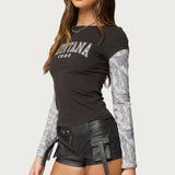 Layered Camo Long Sleeve T Shirt