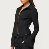 Pinstripe Tailored Button Up Shirt