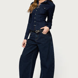 Shylo Stretchy Denim Button Up Shirt