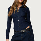Shylo Stretchy Denim Button Up Shirt