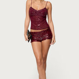 Azelia Beaded Sheer Mesh Top