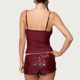 Azelia Beaded Sheer Mesh Top