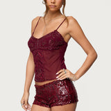 Azelia Beaded Sheer Mesh Top