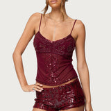 Azelia Beaded Sheer Mesh Top