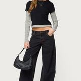 Layered Stripey Long Sleeve T Shirt