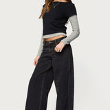 Layered Stripey Long Sleeve T Shirt