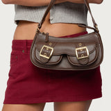 Zinnia Faux Leather Buckle Bag