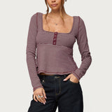 Sare Striped Babydoll Henley Top