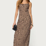 Ayanah Leopard Printed Backless Maxi Dress