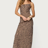 Ayanah Leopard Printed Backless Maxi Dress
