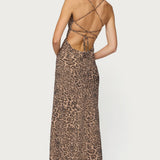 Ayanah Leopard Printed Backless Maxi Dress