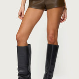 Reese Studded Faux Leather Micro Shorts