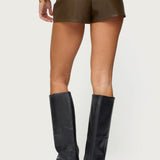 Reese Studded Faux Leather Micro Shorts