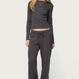 Cicilia Long Sleeve Ribbed T Shirt