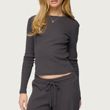 Cicilia Long Sleeve Ribbed T Shirt