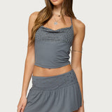 Klara Studded Cowl Neck Halter Top